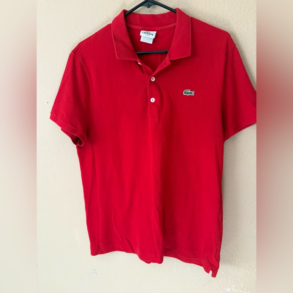 Lacoste Slim Fit Polo in Red size 6